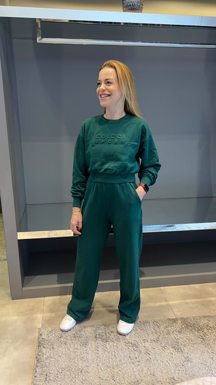 Conjunto Moletom Colcci com Casaco Cropped e Calça Pantalona